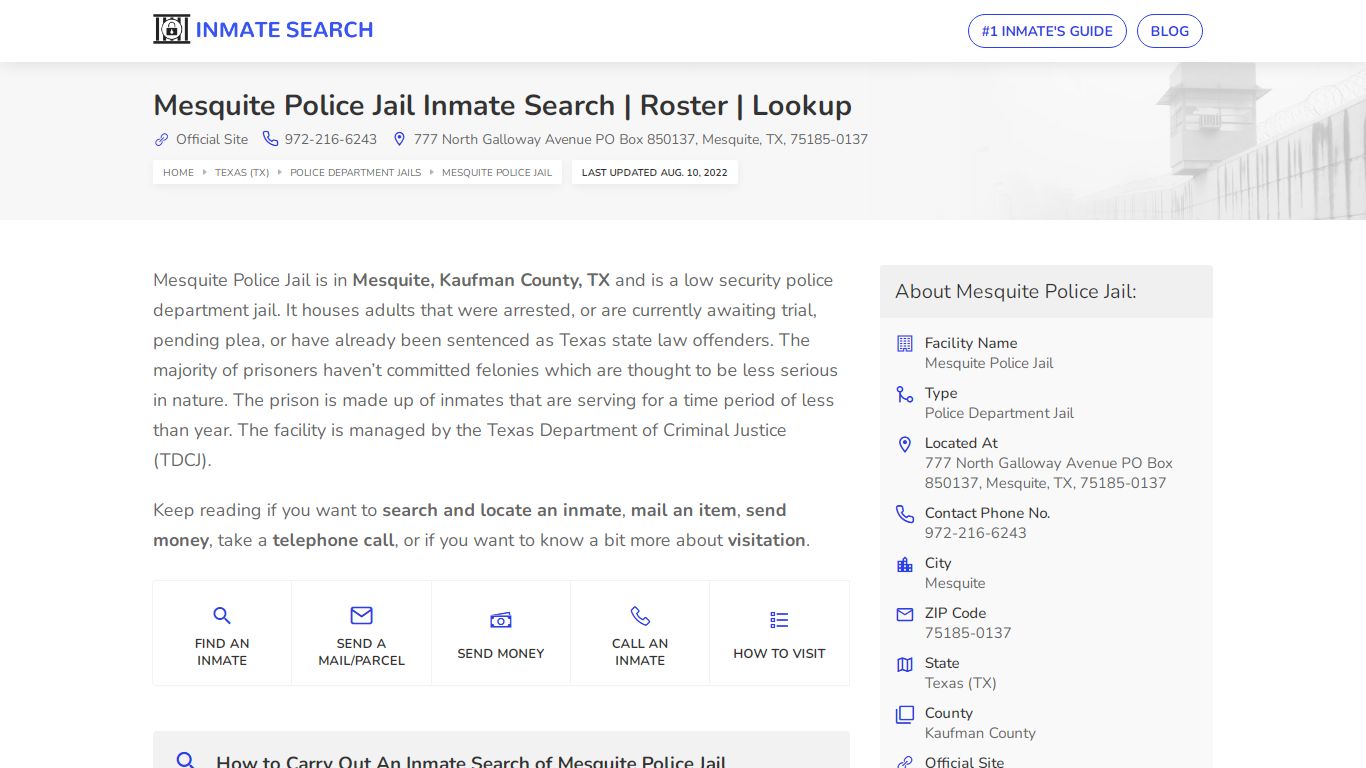 Mesquite Police Jail Inmate Search | Roster | Lookup