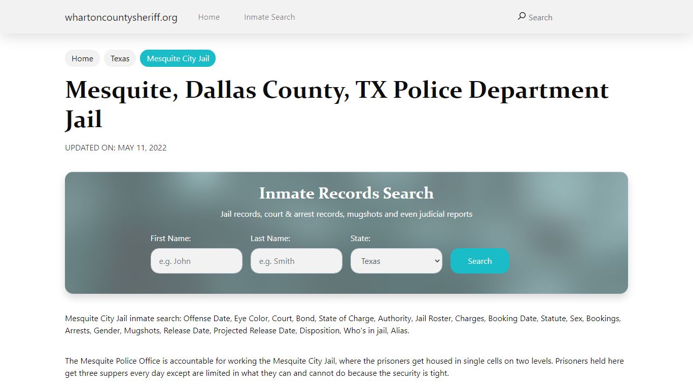 Mesquite, TX City Jail Inmates, Arrests